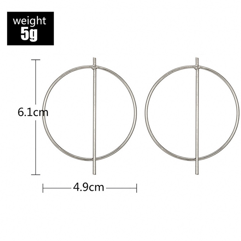 Any 2/$20! Large Silver Circle Vertical Bar Stud Earrings - Picture 6 of 8